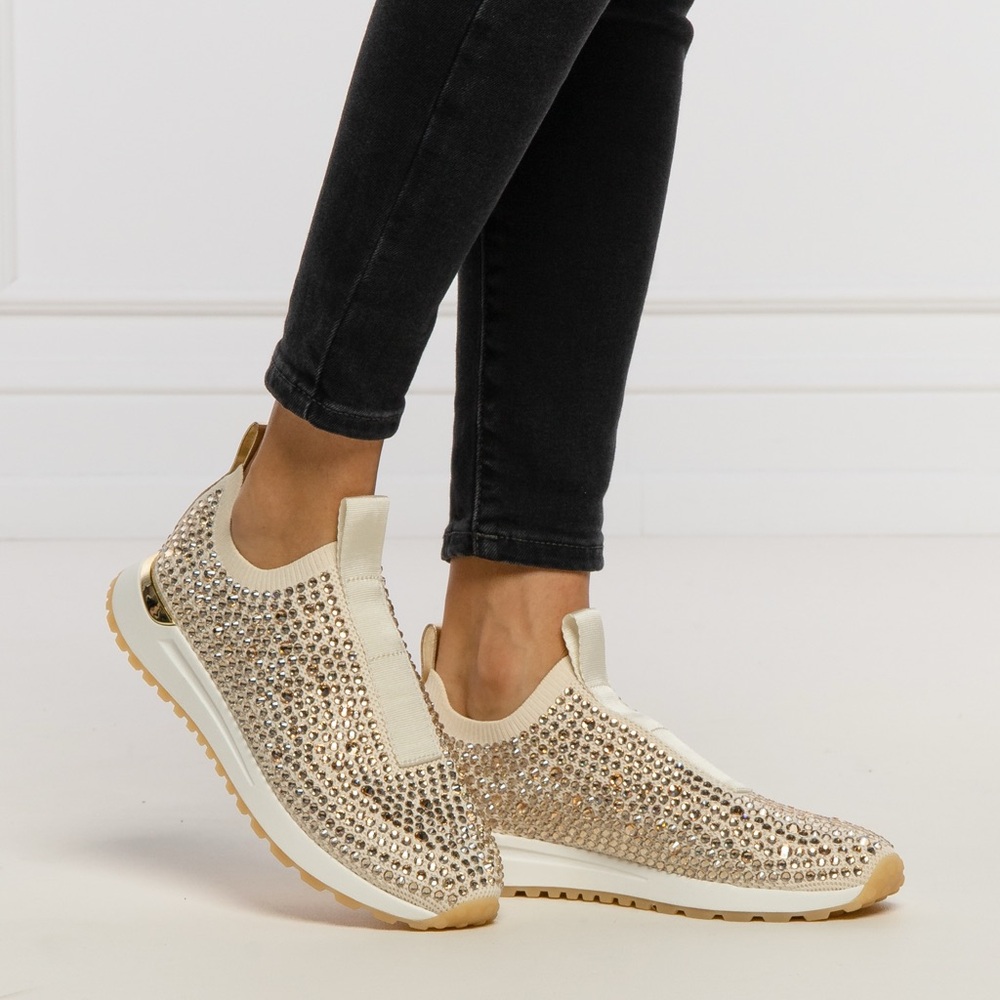 Michael Kors - Bodie Embellished Mesh Slip-On Trainer